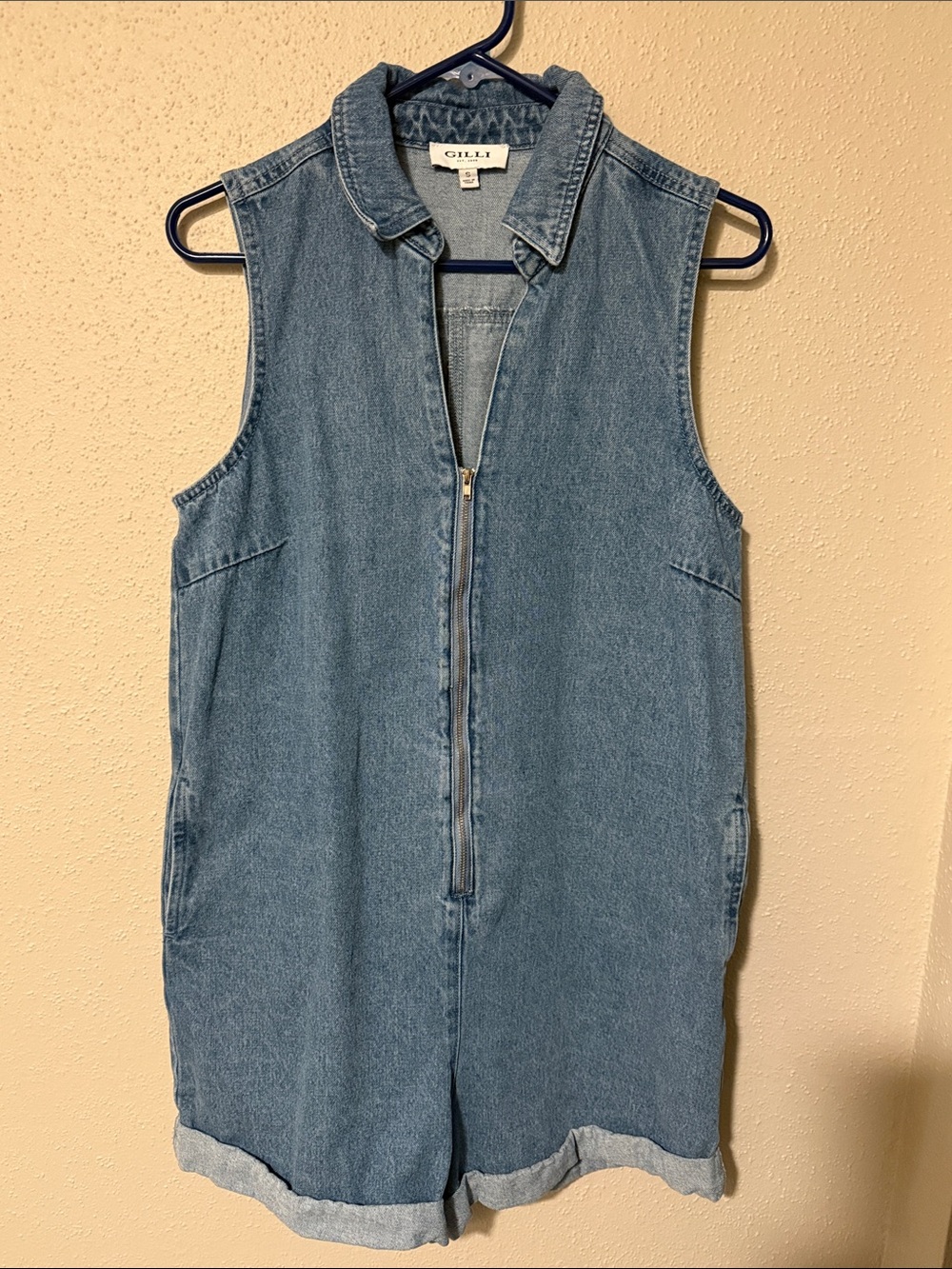 Gilli Light Blue Sleeveless Denim Romper